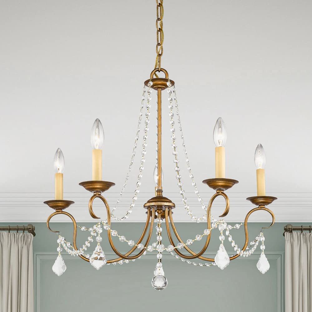 Lighting 6515-48 Pennington 5 Light Chandelier, Antique Gold Leaf