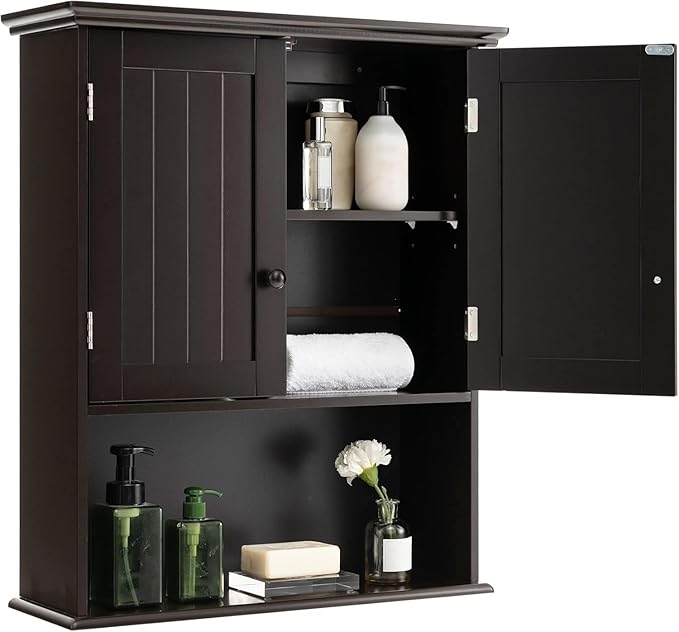 Bathroom Organizers and Storage Cabinet with 2 Doors and an Adjustable Shelf
