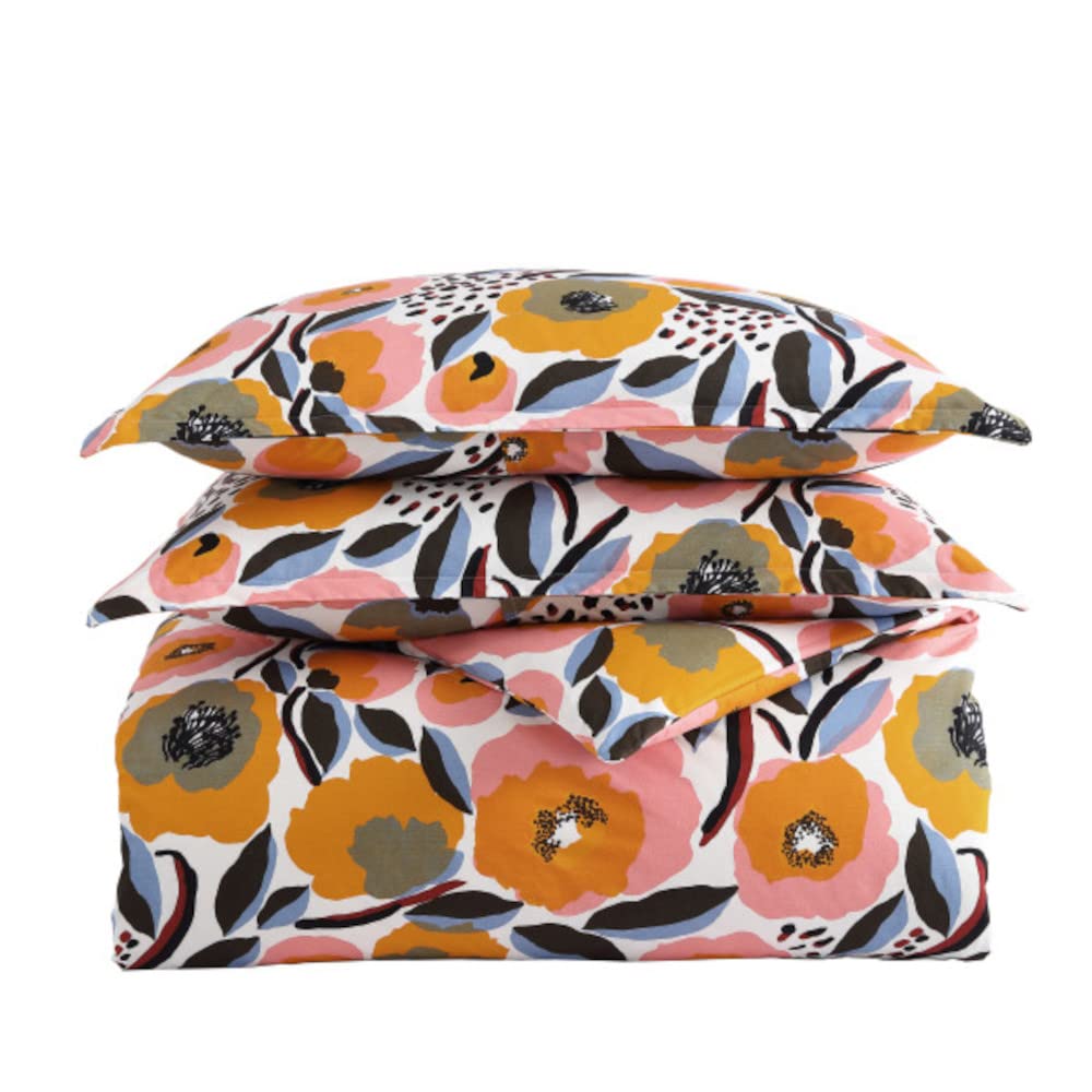 Queen Comforter Set, Cotton Percale Bedding with Matching Shams, All Season Home