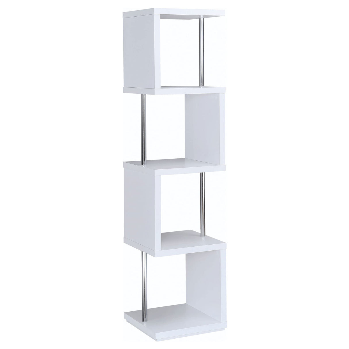 Baxter 67-inch 4-Shelf Bookshelf White and Chrome