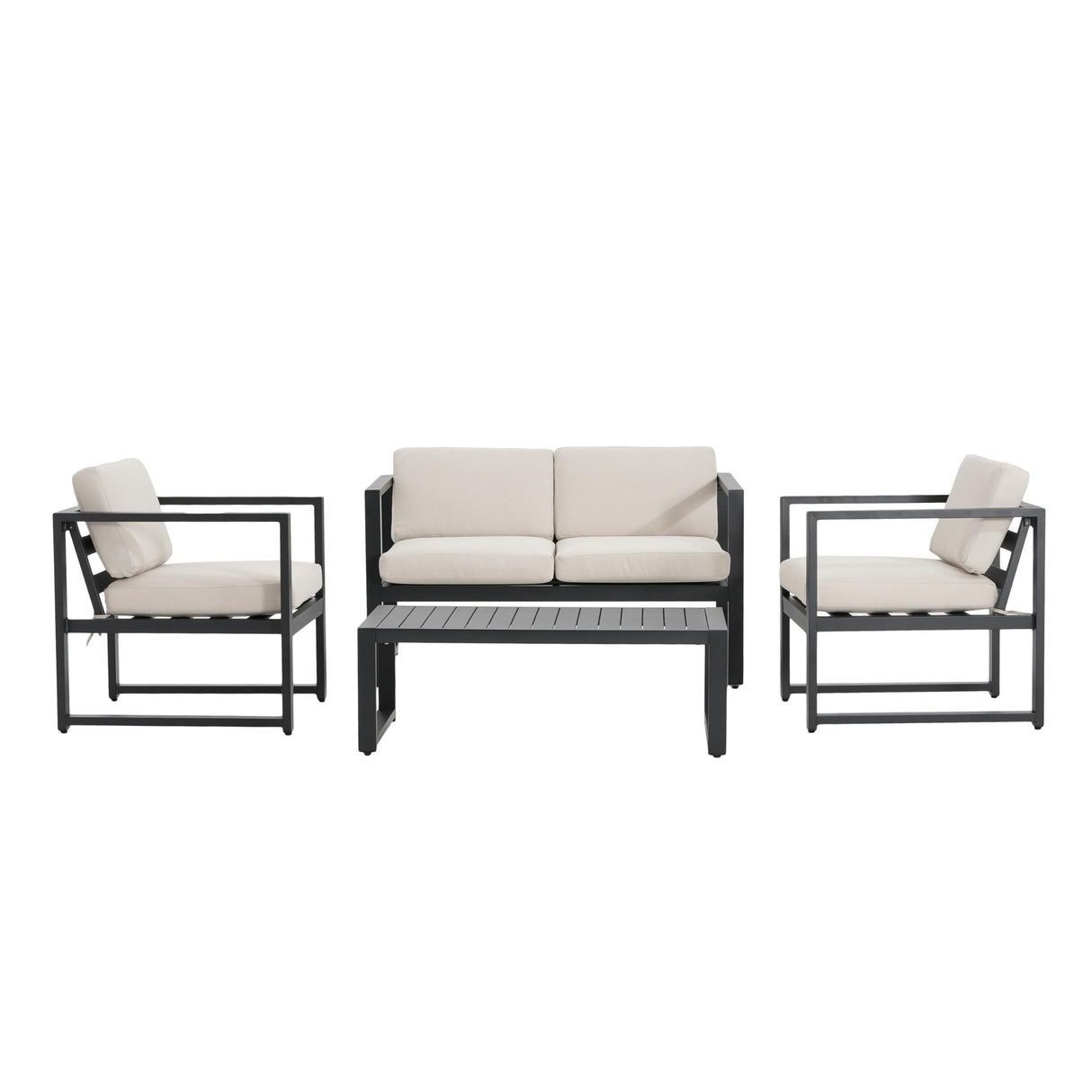 Tundr Outdoor 4 Seater Chat Set with Coffee Table, Patio Conversation Sets