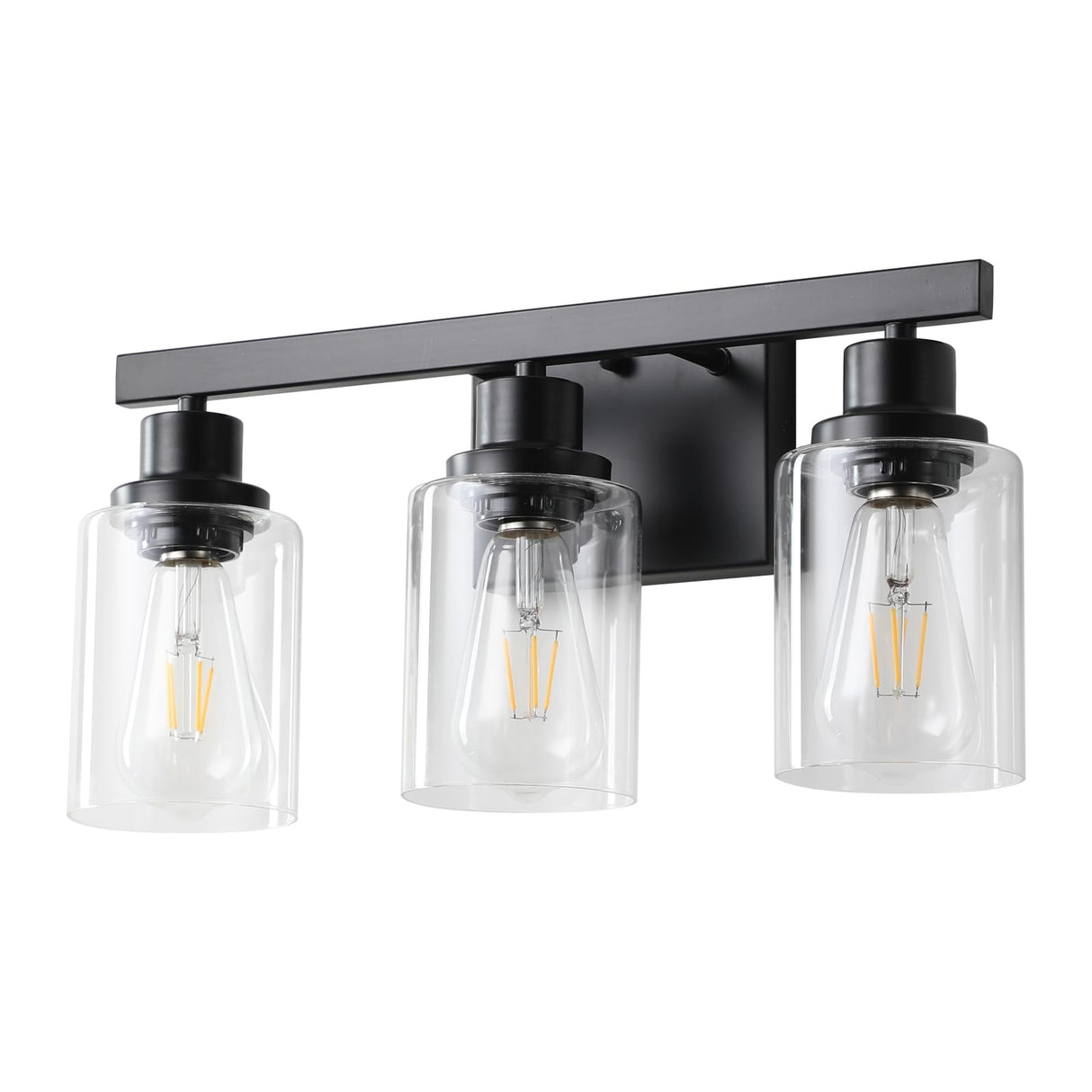 3-Light Bathroom Vanity Light Fixtures Over Mirror, Modern Matte Black Bathroom