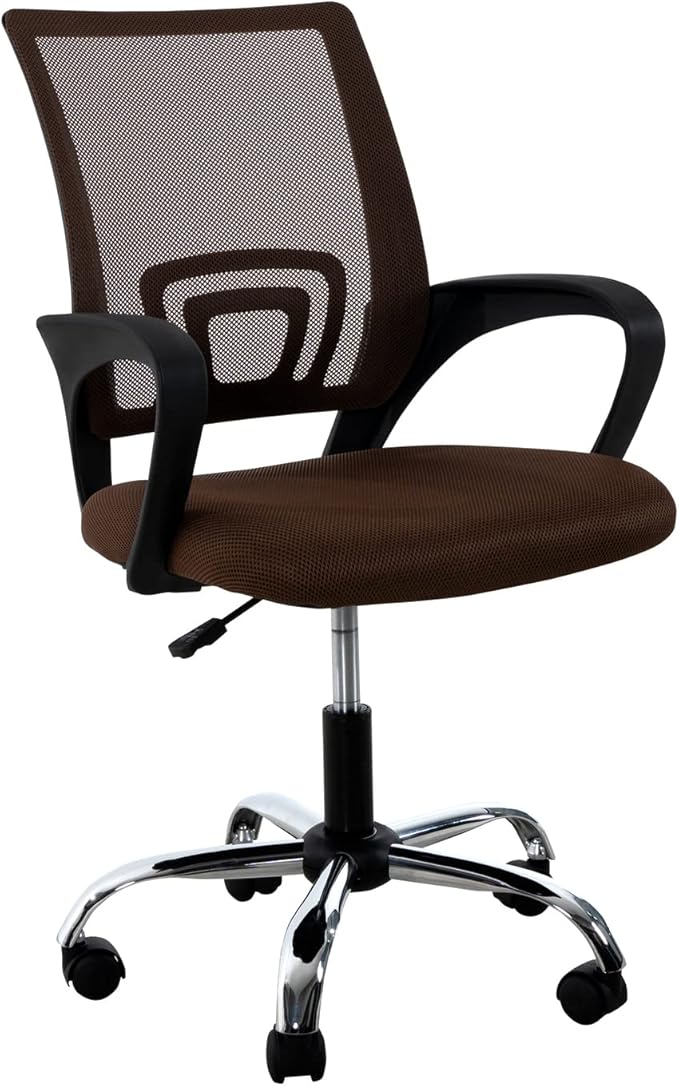 Office Desk Chair with Adjustable Lumbar Support – Comfortable Swivel Computer Chair, Rolling Task Chair for Home Office, White Executive Chair with Wheels - Blue