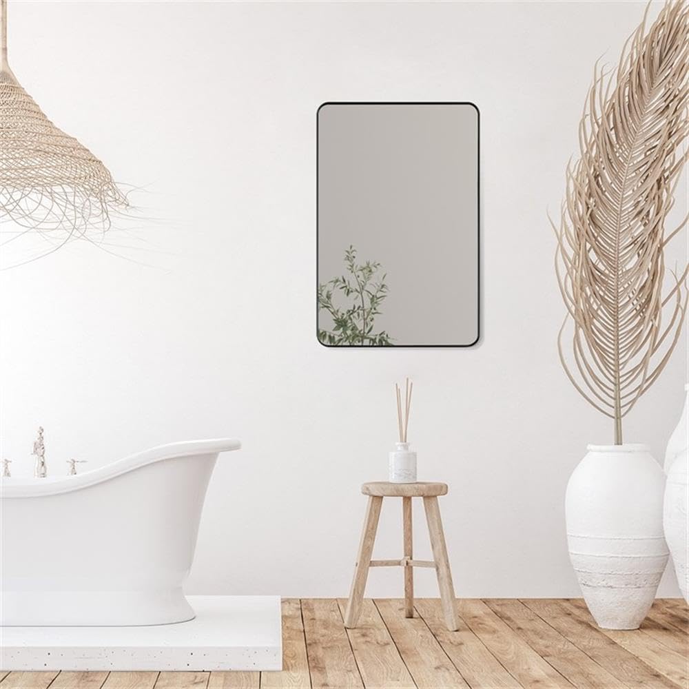 Nettuno 24" Bathroom/Vanity Matte Black Aluminum Framed Wall Mirror