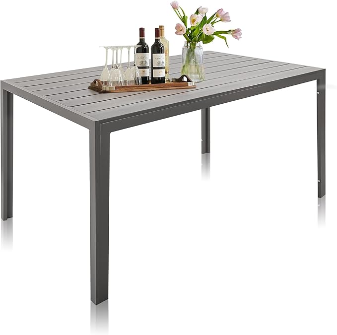 Outdoor Dining Table for 6-8 Person, 71" Rectangular Patio Dining Table