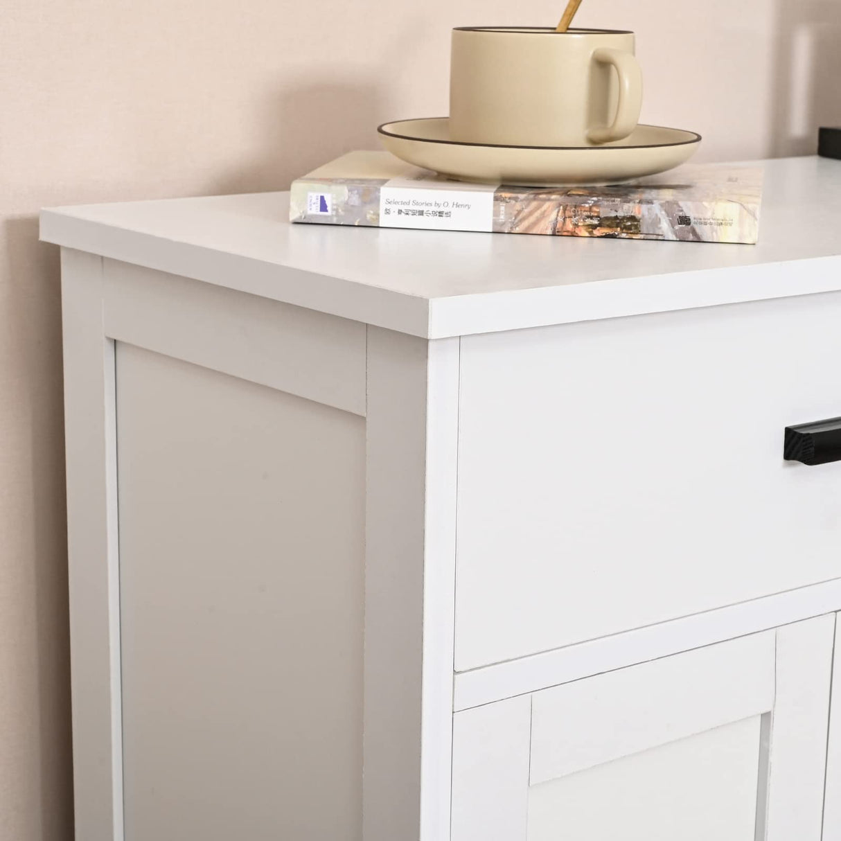 Bathroom Cabinet, Floor Storage Cabinet with Doors and Shelves, Coffee Bar Cabinet