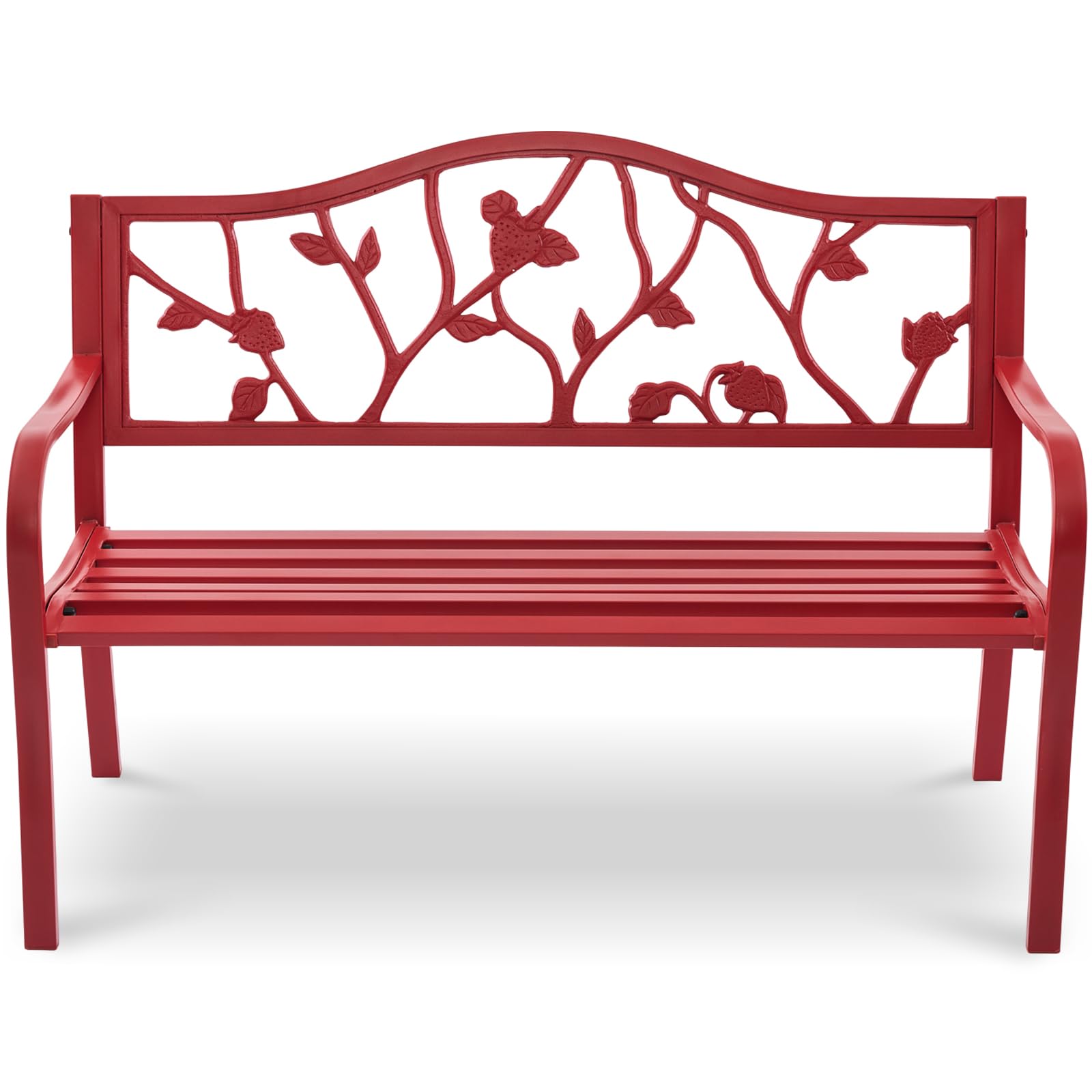 50" Outdoor Garden Bench, Cast Iron Metal Outdoor Benches Weatherproof