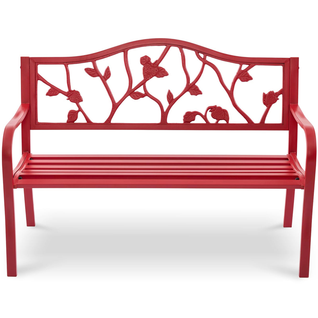 50" Outdoor Garden Bench, Cast Iron Metal Outdoor Benches Weatherproof