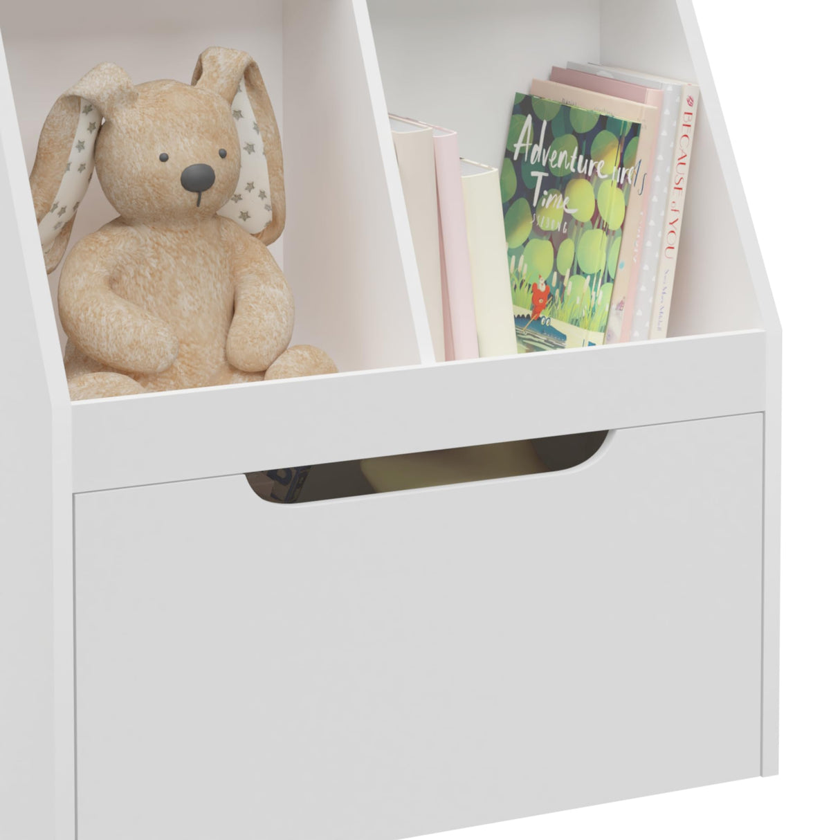Cabinet Organizer with Drawer and Wheels, Wooden Kids Bookshelf Children's Book