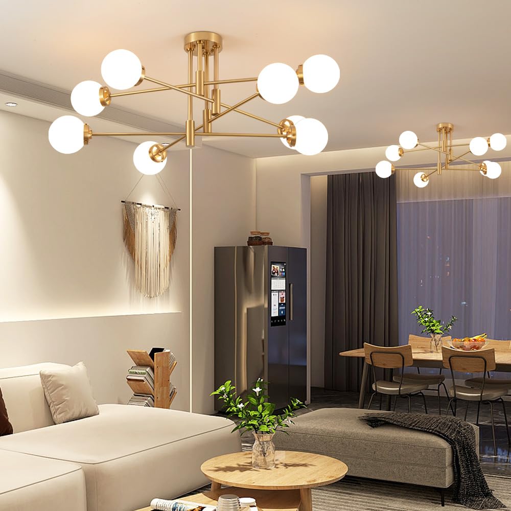 Gold Sputnik Chandeliers, Modern Chandelier for Dining Room, Mid Century Ceiling Lights