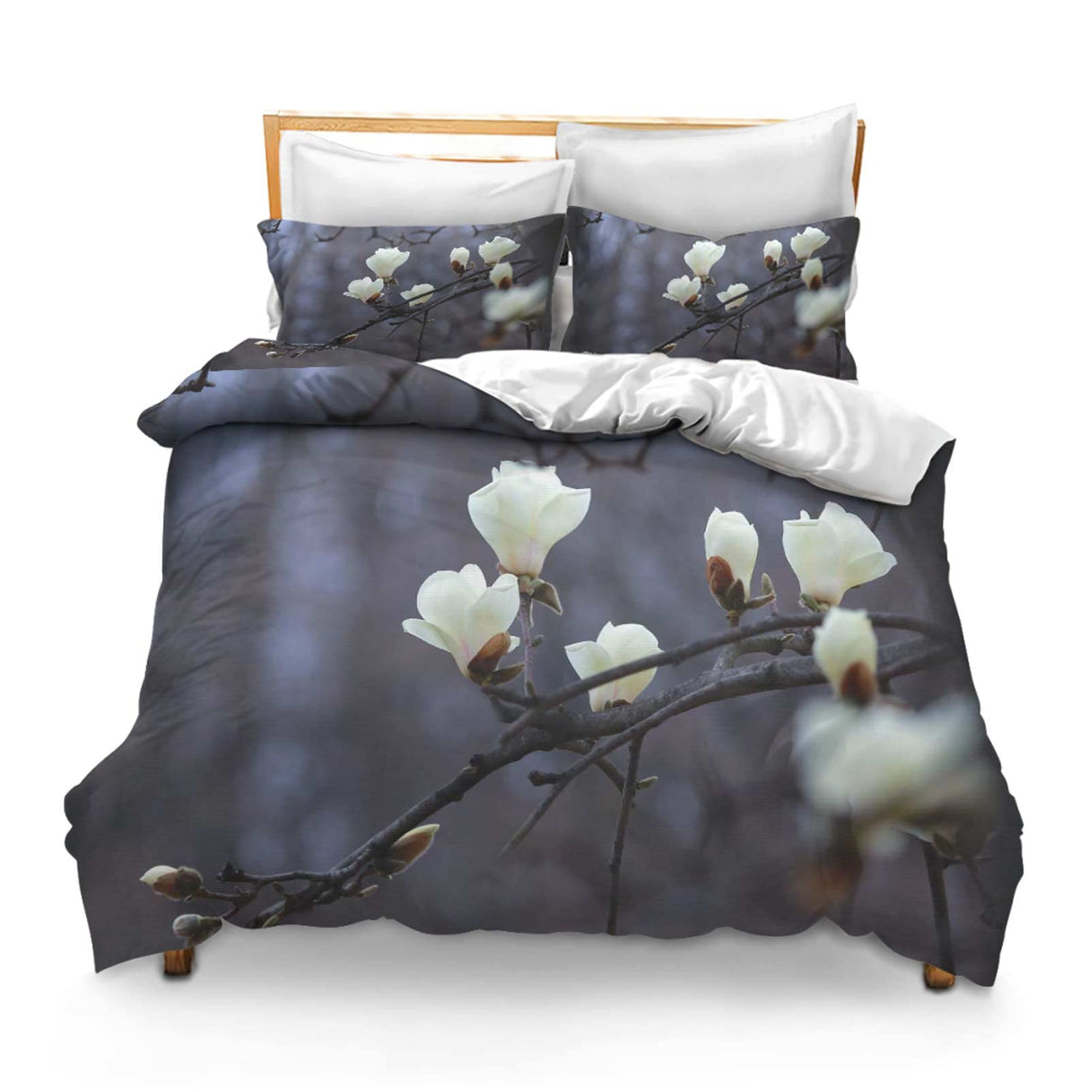 Printed Comforter Cover Set King Nature Tree Flower Season Magnolia Magnolia for Kids