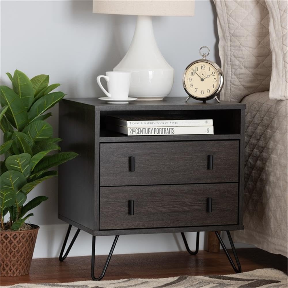 Rose Gold-Tone Finished Metal 2-Drawer Nightstand