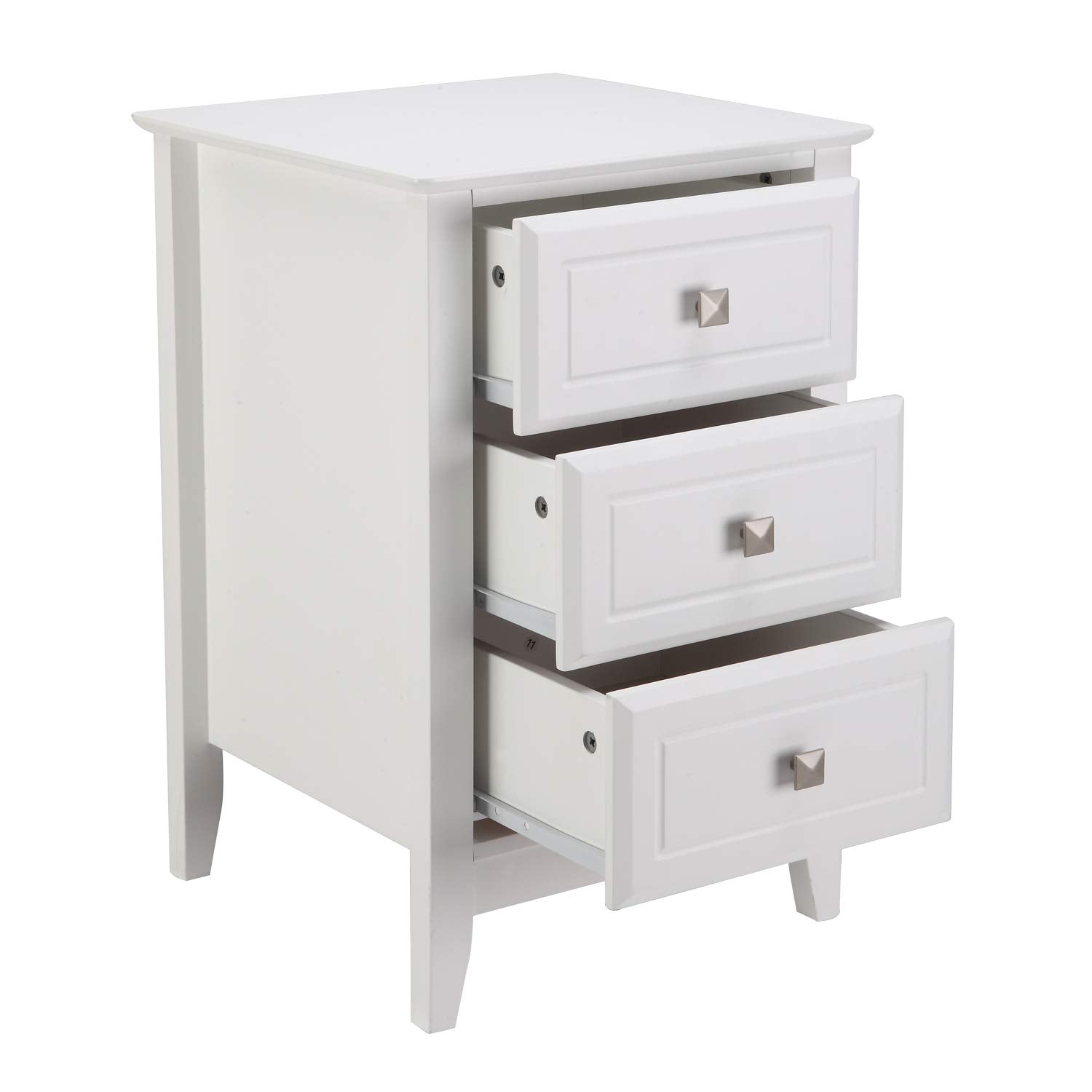 Upgraded White Nightstand with 3 Drawers, Modern Night Stands for Bedrooms Set of 2