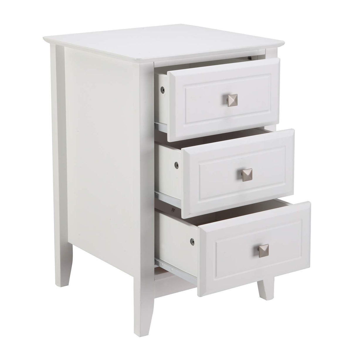 Upgraded White Nightstand with 3 Drawers, Modern Night Stands for Bedrooms Set of 2