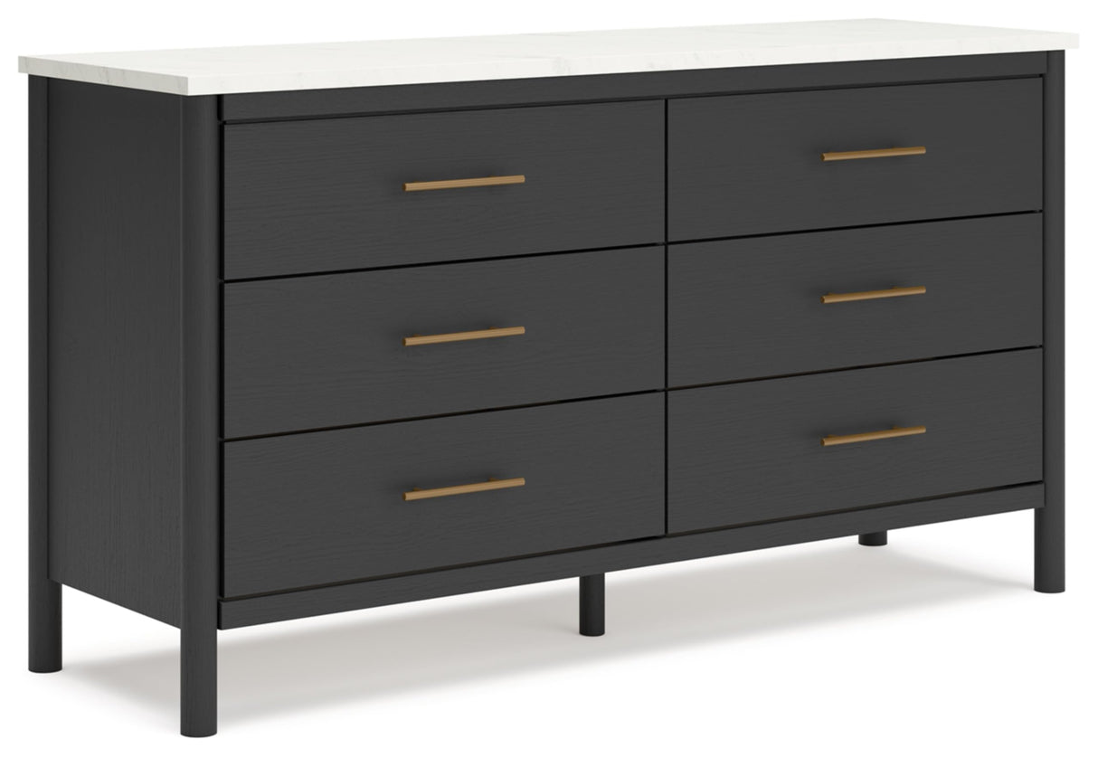 Cadmori Bohemian 6-Drawer Dresser with Safety Stop, Black & White