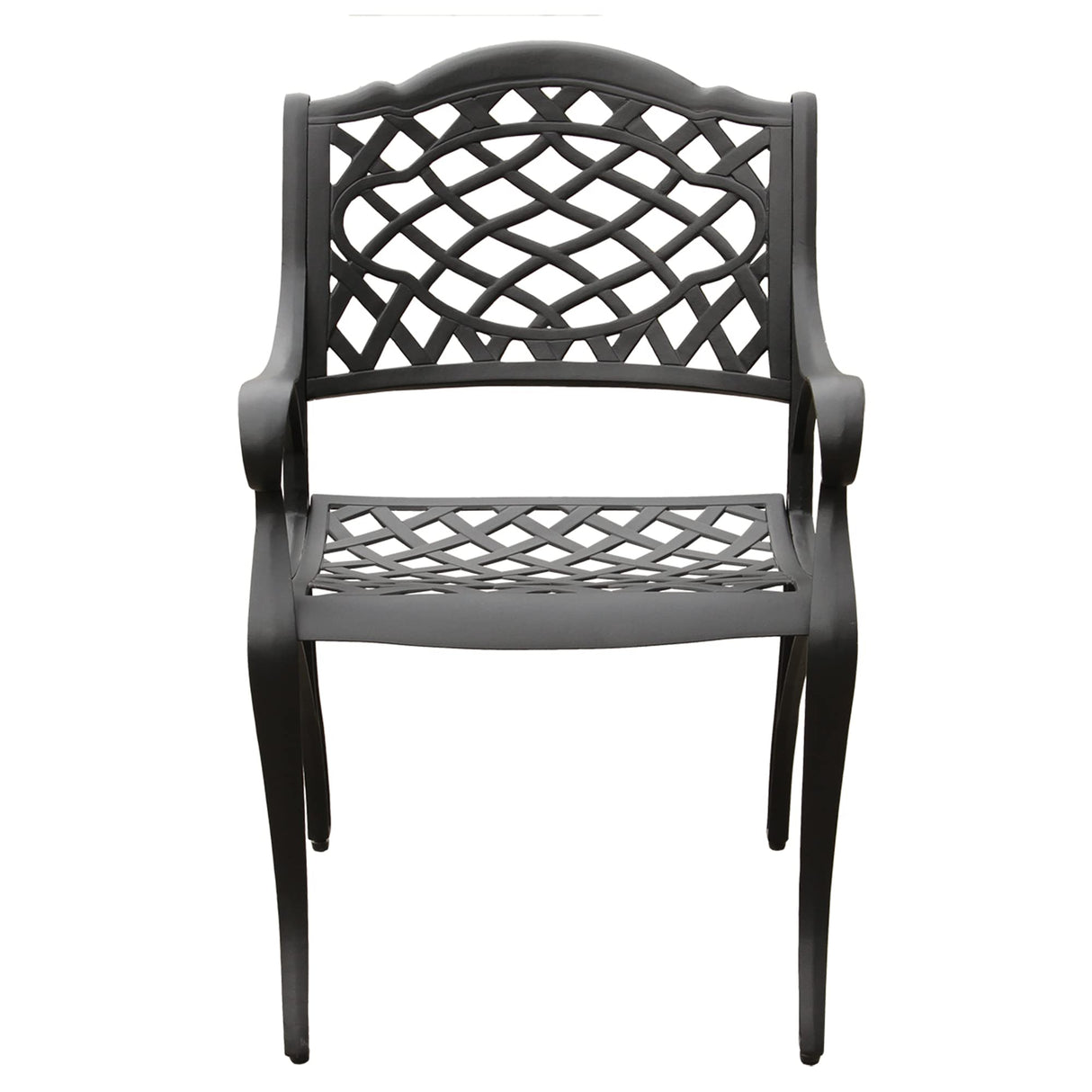 Traditional Outdoor Cast Aluminum Black Patio Dining Chair