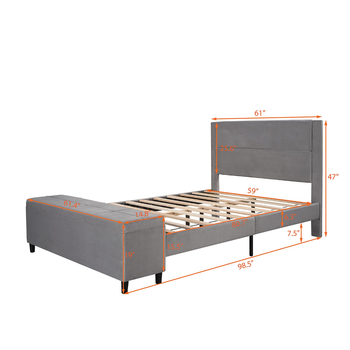 Queen Storage Bed Frame with Headboard, Queen Storage Platform Bed with Storage