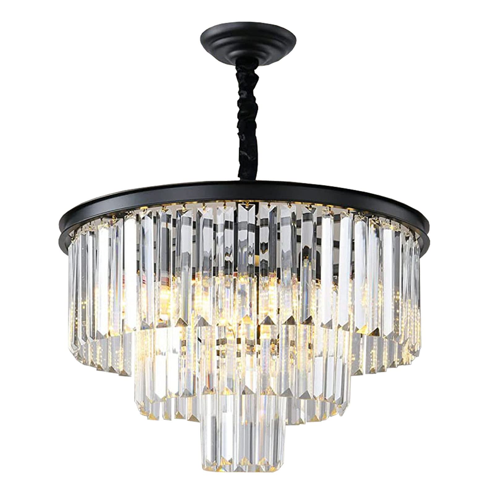 Black Modern Crystal Chandelier Lighting K9 Crystal Round Chandelier