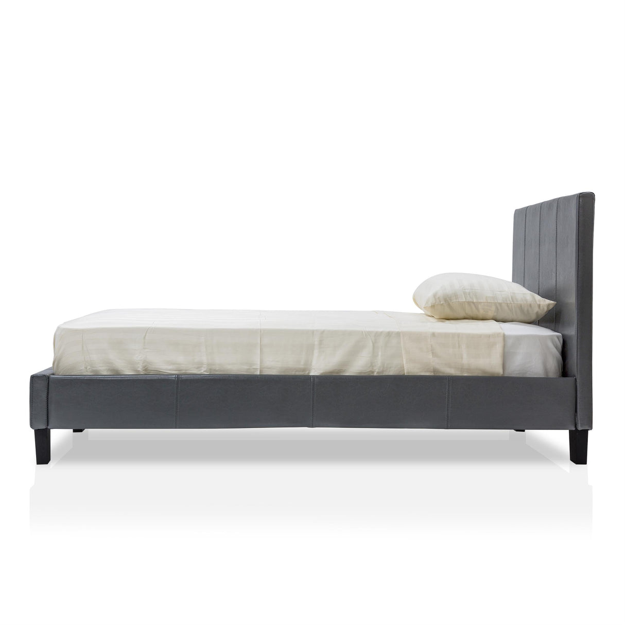 Furniture of America Ramone Faux Leather King Platform Bed in Gray
