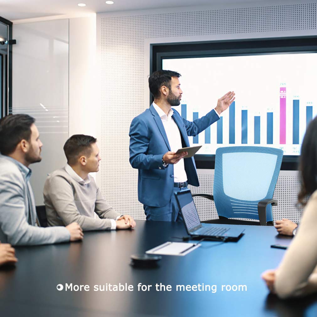 Ergonomic Desk Chair Cheap Computer Chair Rolling Swivel Executive Chair Armrest Mesh Chair Adjustable Stool for Back Support, Blue