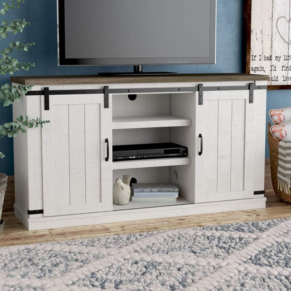 Modern Farmhouse Wood TV Stand for TVs up to 60 Inch, Home Living Room Storage
