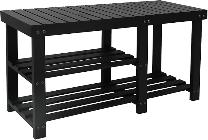 3-Tier Shoe Storage Bench, Brown, Wooden