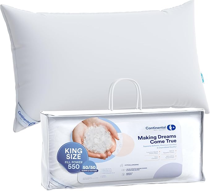 Sleeping Pillow, Filled with Premium Down, 600 Fill Power