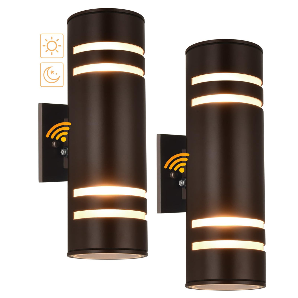 Housen Solutions Dusk to Dawn Outdoor Light Fixture 2 Pack, Aluminum IP65 Waterproof Porch Up Down Lighting, Oil Rubbed Bronze Exterior Wall Sconce for Garage Patio