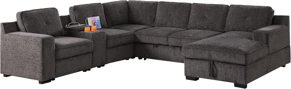 UltraMax U-Shaped Sleeper Sectional Sofa with Pull-Out Bed & Storage Console