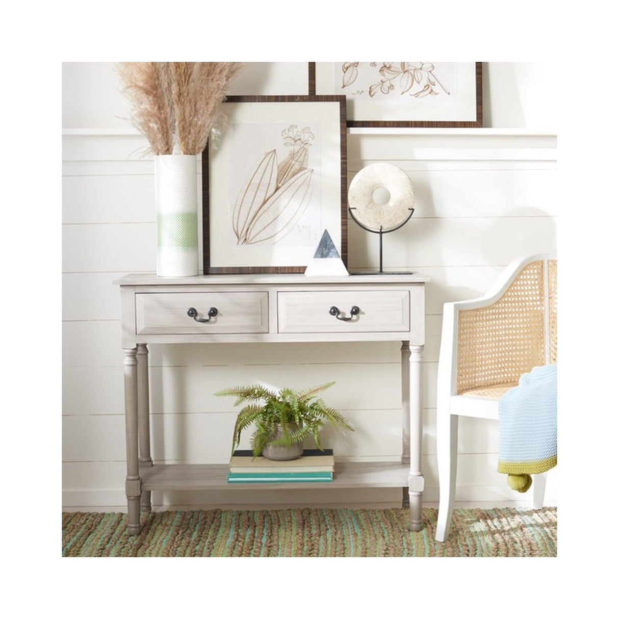 Home Collection Primrose Greige 2-Drawer Console Table