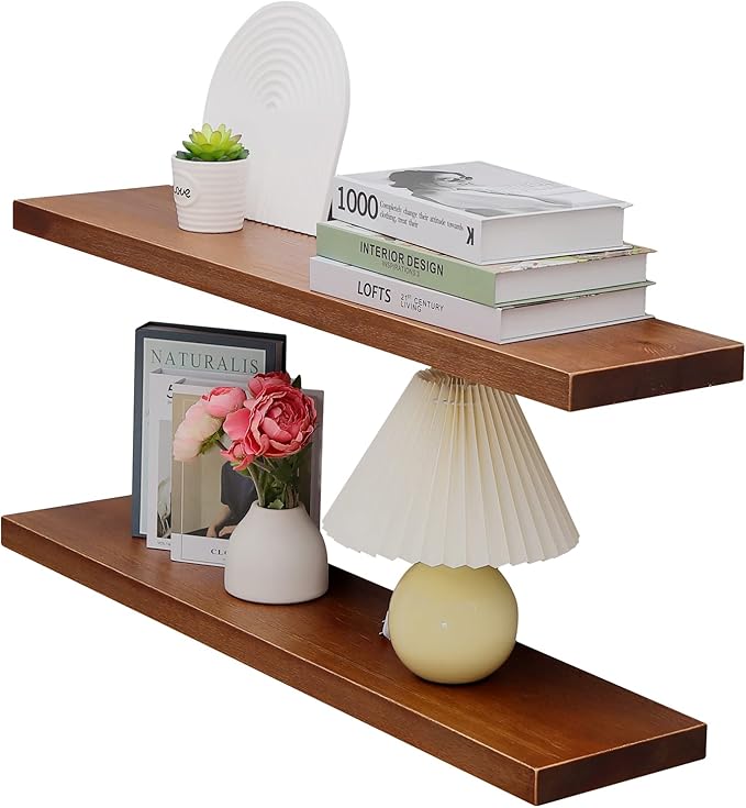 8" Deep Floating Shelves Reclaimed Wood Wall Shelf Pine Wall Mount Shelf (Set of 2