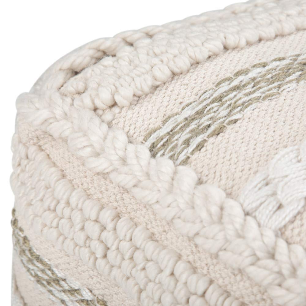 ommer Boho Square Pouf in Natural Handloom Woven Pattern for the Living Room,