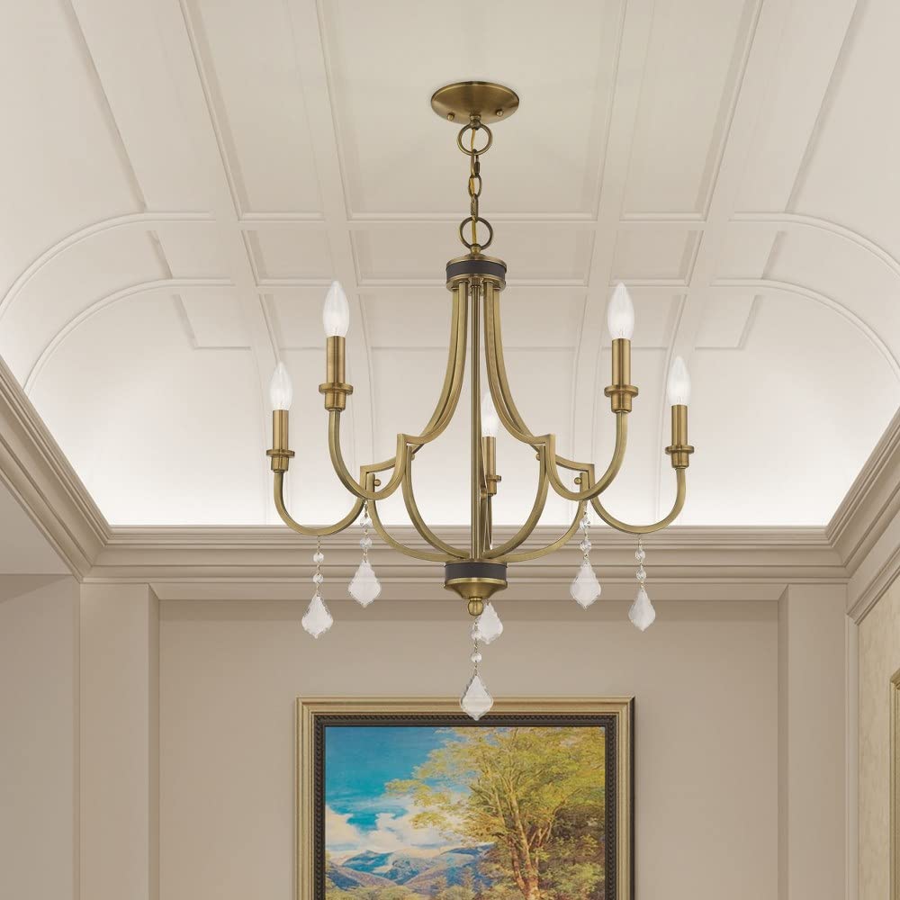 Lighting 5 Lt Antique Brass Chandelier