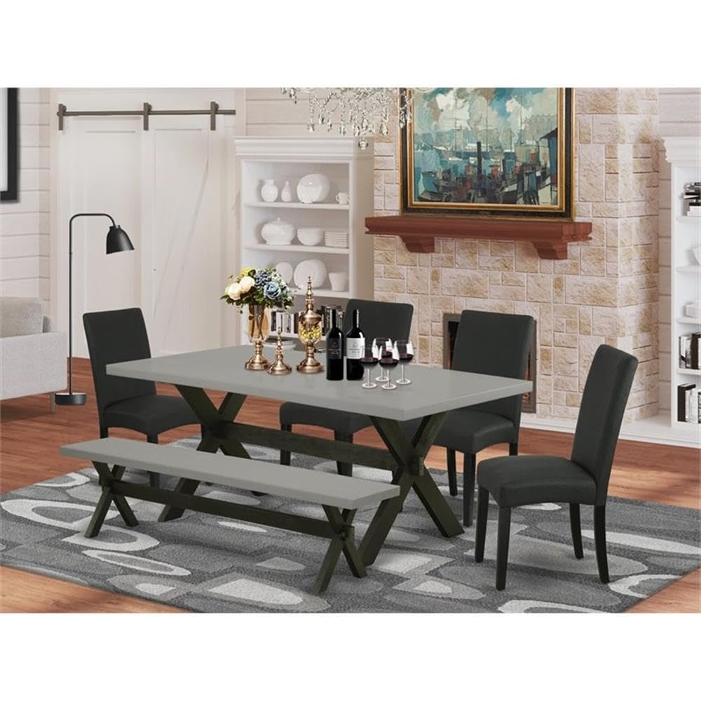 X697DR124-6 6 Piece Dining Set Contains a Rectangle Dining Room Table with X-Legs