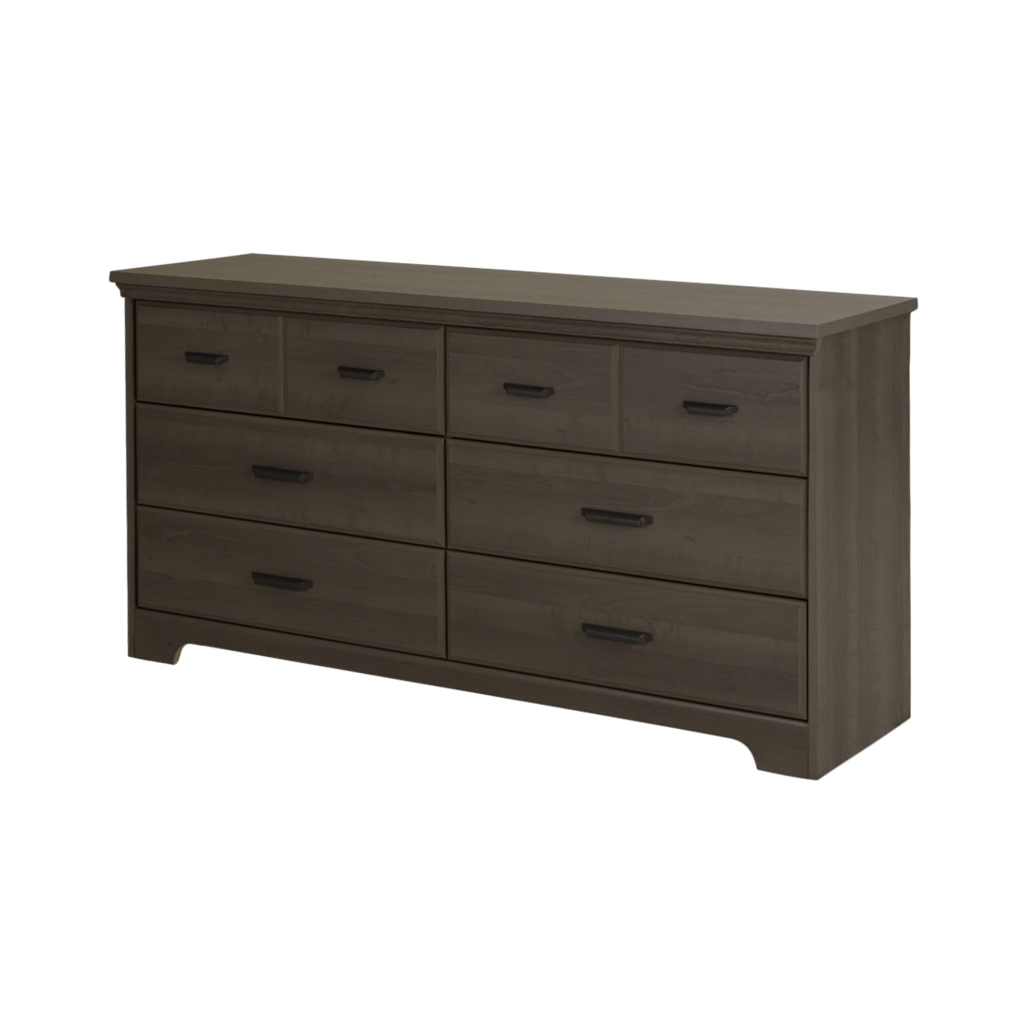 Versa Collection 6-Drawer Double Dresser, Gray Maple with Antique Handles
