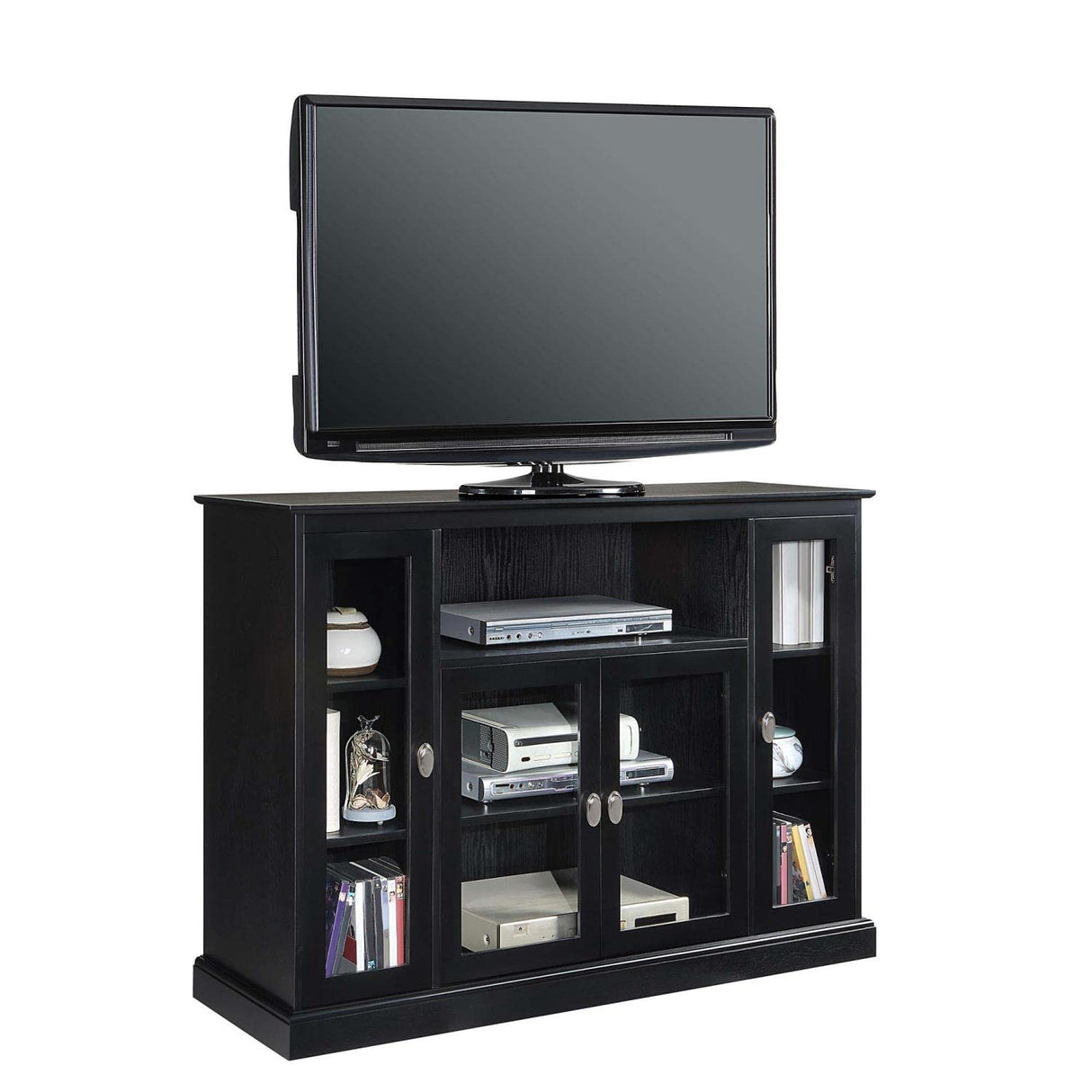 tV Stand with Storage Cabinets and Shelves , Black