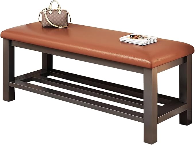 Small Shoe Rack for Entryway Small Space 2 Tier, Metal Shoe Bench with Cushion