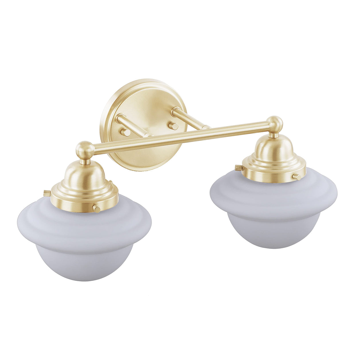 Aspen Creative 62306, Bathroom Vanity 2 Lights Fixture 17-3/8"W x 8-5/8"H x 8-1/4"E. Warm Brass Finish, Bulb Not Included