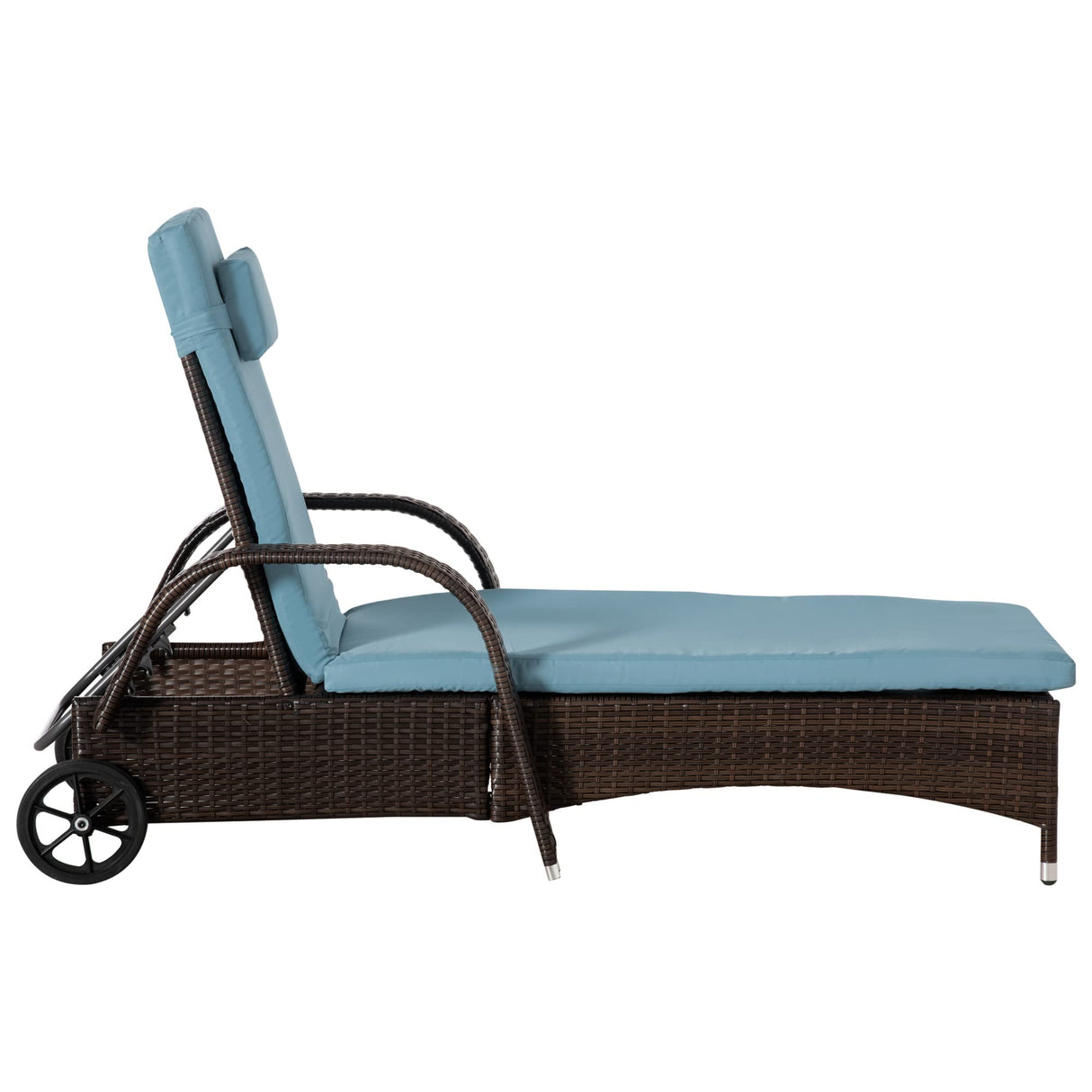 Wicker Outdoor Chaise Lounge Set of 2, 5-Level Adjustable Backrest PE Ratta