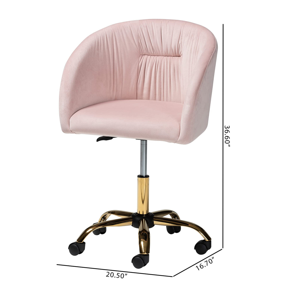 Office Chair, One Size, Blush Pink/Gold