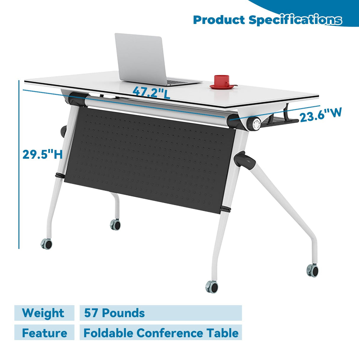 Folding Conference Table,Mobile Training Table with Wheels
