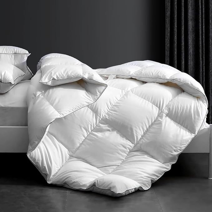 Goose Down Comforter, Medium Warmth All Season Duvet Insert, Ultra-Soft 750 Fill-Power Hotel Collection