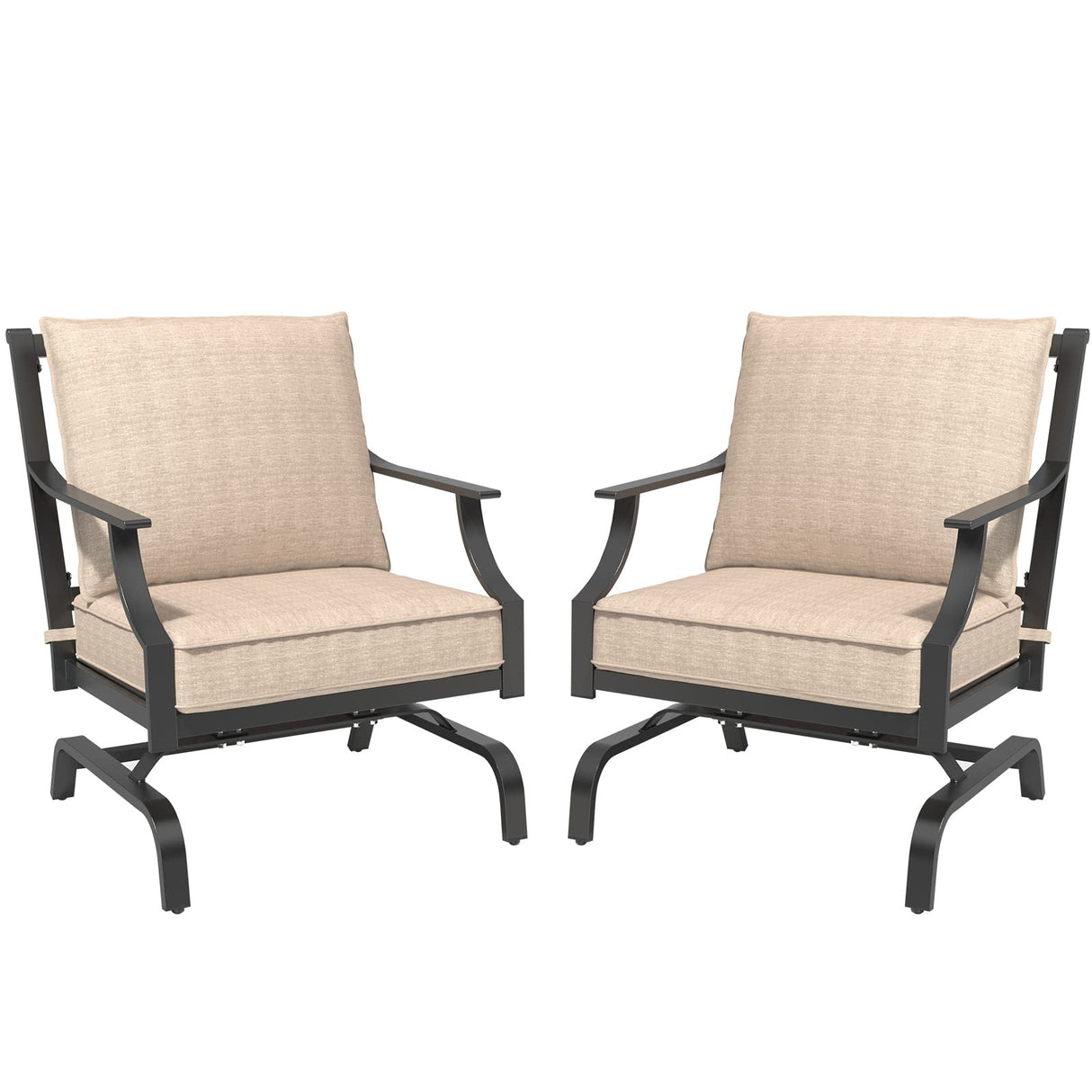 2-Piece Outdoor Chair Set,Patio Chair Set with Peacock Thick Cushions for Backyard