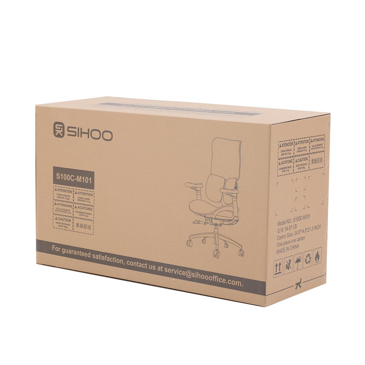 Office Chair - with Dual Dynamic Lumbar Support, 5-Level Adjustable Backrest, 4D