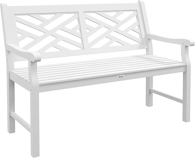 43.25" Outdoor Garden Bench, Wooden Bench, Poplar Slatted Frame Furniture for Patio