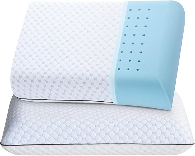 2 Pack Memory Foam Pillows,Queen Ventilated Bed Pillows with Washable Cover