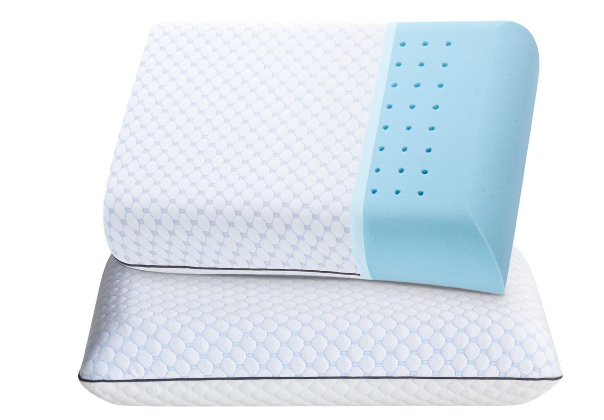 2 Pack Memory Foam Pillows,Queen Ventilated Bed Pillows with Washable Cover