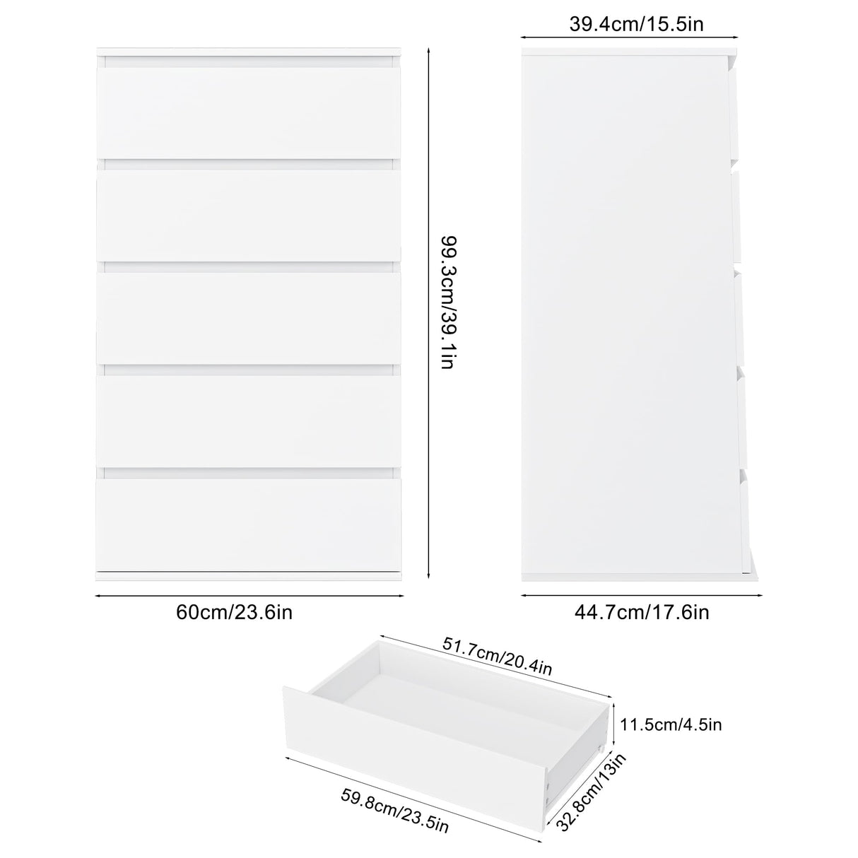 White Dresser, 5 Drawer Dresser Tall White Dresser