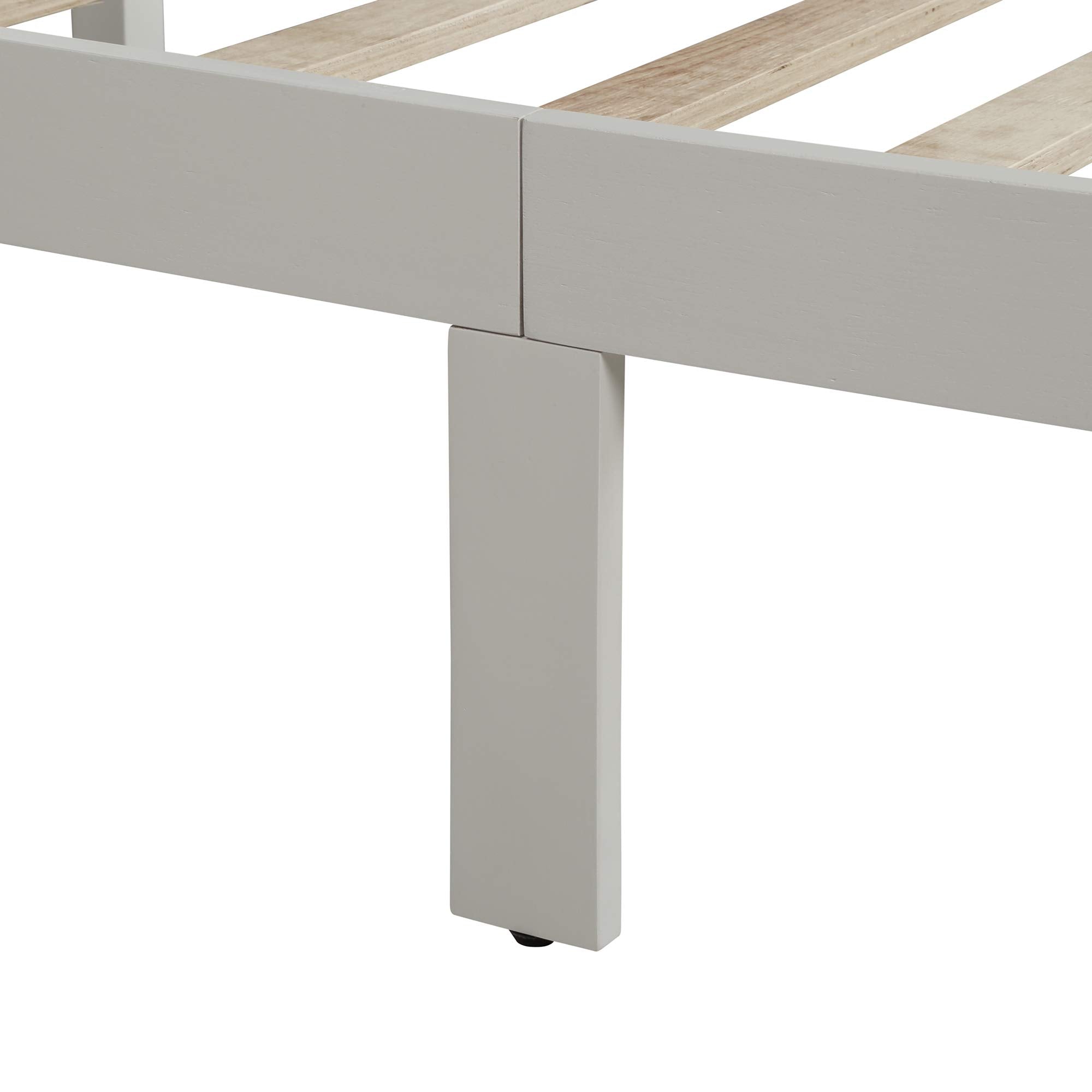 SOFTSEA Full Platform Bed Frame Wood Beds with Headboard, No Box Spring Needed/Wood Slat Support (Full, White)