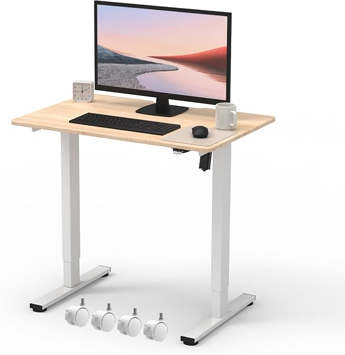 Electric Small Standing Desk Adjustable Height, 36" x 24" Whole Piece Desktop
